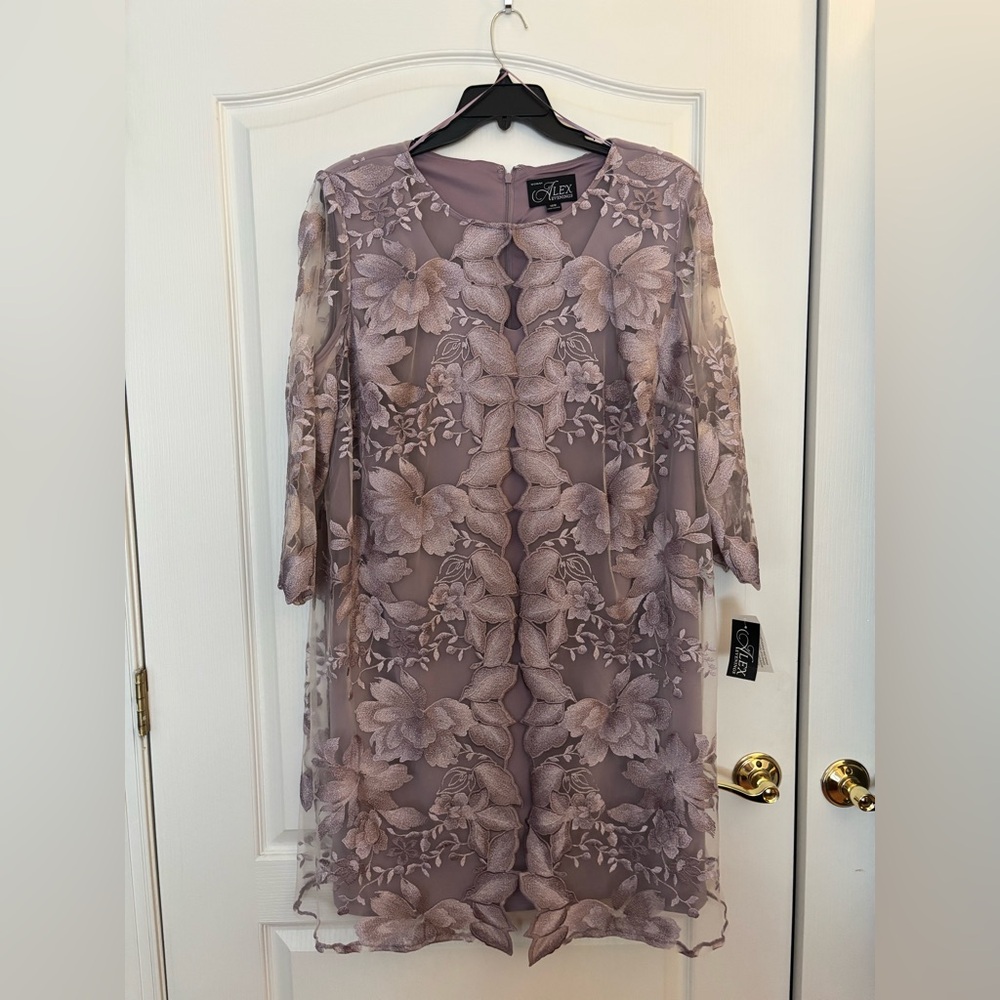 Alex Evenings Lavender Lace Overlay Dress - NEVER WORN BRAND NEW WITH TAGS